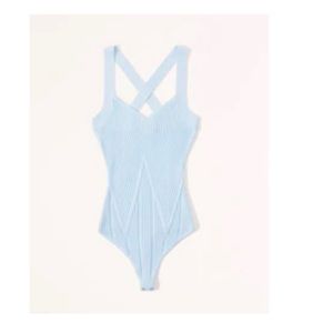 Women's blue Sweetheart Cross-Back Bodysuit
